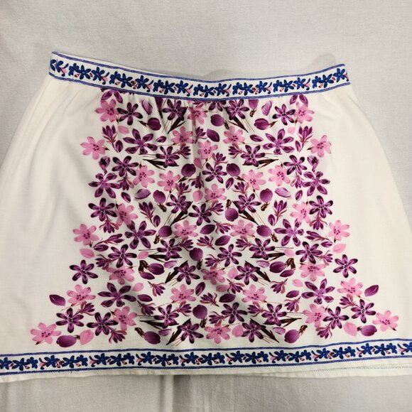 SOPHIE MAX Romantic Ivory Floral Stretchy Pull-On Mini Skirt Size L LIKE NEW! - Picture 5 of 16